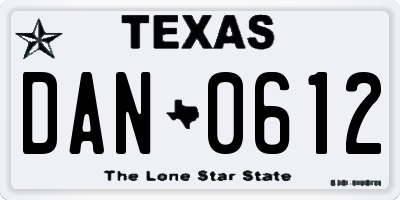 TX license plate DAN0612
