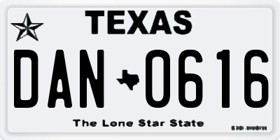 TX license plate DAN0616