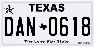 TX license plate DAN0618