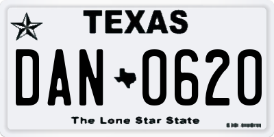 TX license plate DAN0620