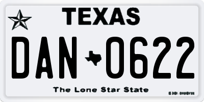 TX license plate DAN0622