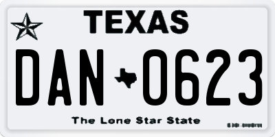 TX license plate DAN0623