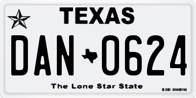 TX license plate DAN0624