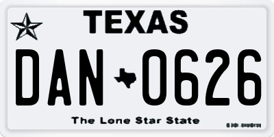 TX license plate DAN0626