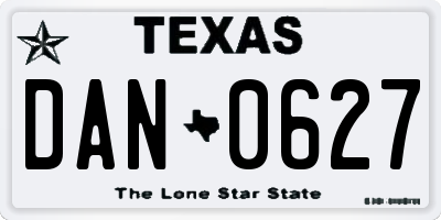 TX license plate DAN0627