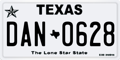 TX license plate DAN0628