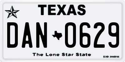TX license plate DAN0629