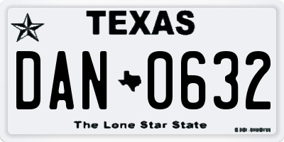 TX license plate DAN0632