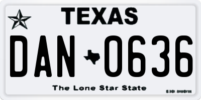 TX license plate DAN0636