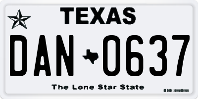 TX license plate DAN0637