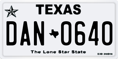 TX license plate DAN0640