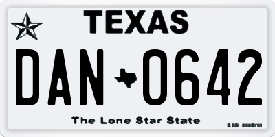 TX license plate DAN0642