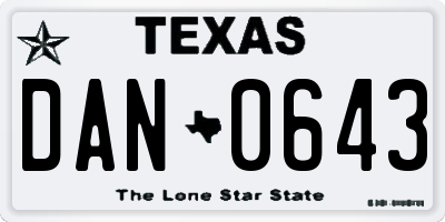 TX license plate DAN0643