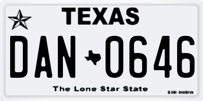 TX license plate DAN0646