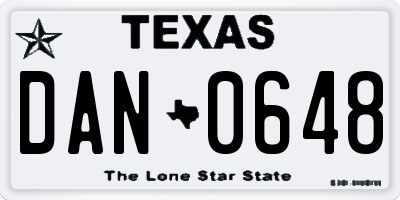TX license plate DAN0648