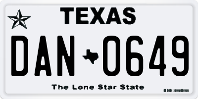 TX license plate DAN0649