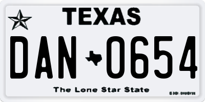 TX license plate DAN0654