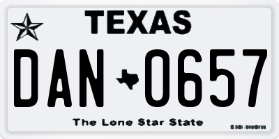 TX license plate DAN0657