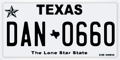 TX license plate DAN0660