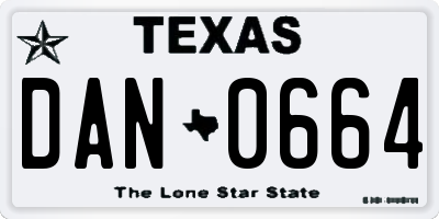 TX license plate DAN0664