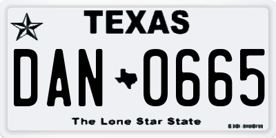 TX license plate DAN0665