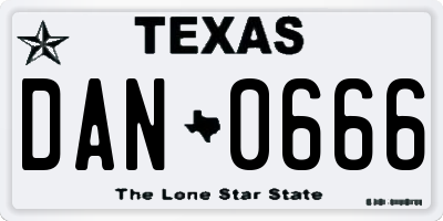 TX license plate DAN0666
