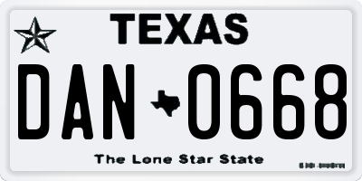 TX license plate DAN0668
