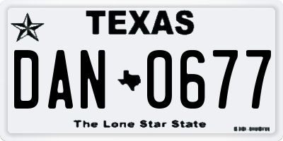 TX license plate DAN0677