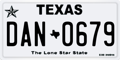 TX license plate DAN0679