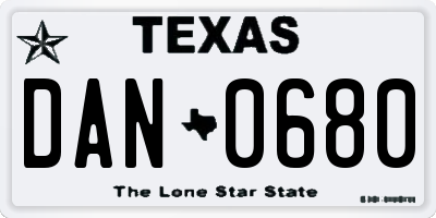TX license plate DAN0680