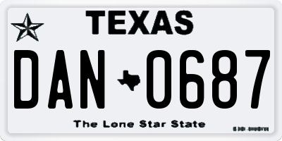 TX license plate DAN0687