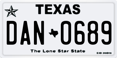 TX license plate DAN0689