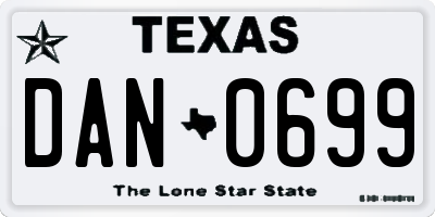 TX license plate DAN0699