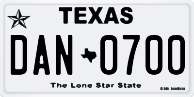 TX license plate DAN0700