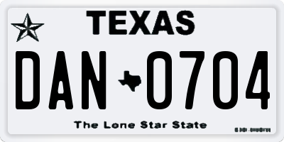 TX license plate DAN0704