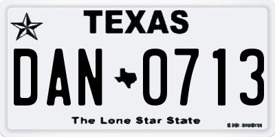 TX license plate DAN0713