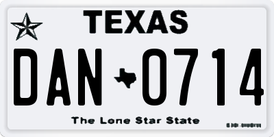 TX license plate DAN0714