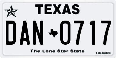 TX license plate DAN0717