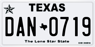 TX license plate DAN0719