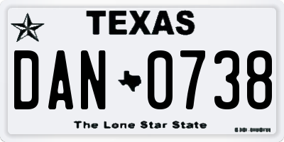 TX license plate DAN0738