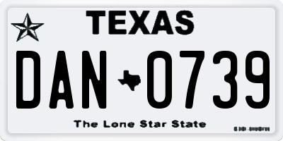 TX license plate DAN0739