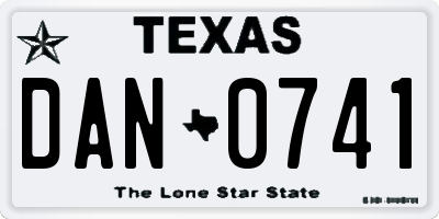 TX license plate DAN0741