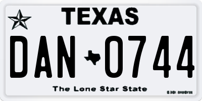 TX license plate DAN0744