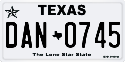 TX license plate DAN0745