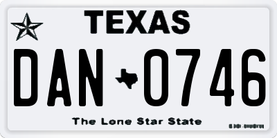 TX license plate DAN0746