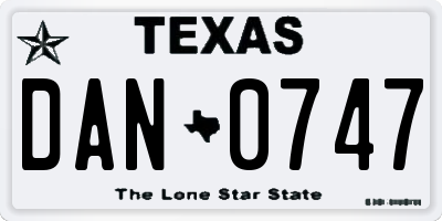 TX license plate DAN0747