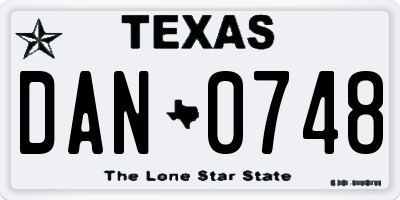 TX license plate DAN0748