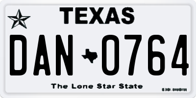TX license plate DAN0764