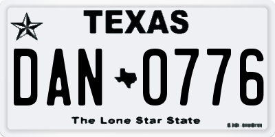 TX license plate DAN0776
