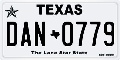 TX license plate DAN0779
